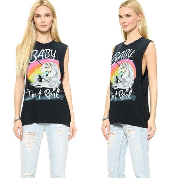 SO SOFT☁️UNIF I’m 4 Real Unicorn Muscle Tee - Picture 2 of 5